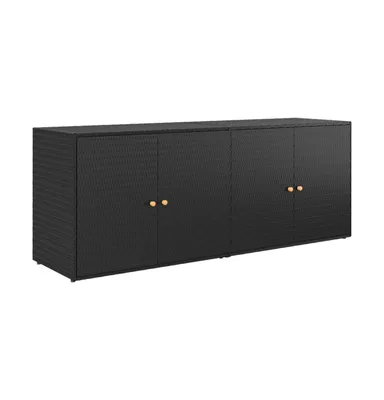 Garden Storage Cabinet Black 78"x21.9"x31.5" Poly Rattan