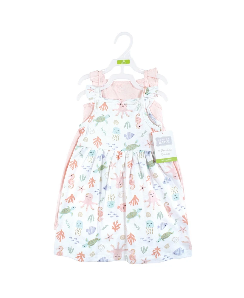Hudson Baby Toddler| Child Girl Cotton Dresses, Pastel Sea