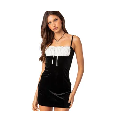 Women's Cristy velvet mini dress - Black-and