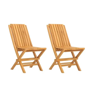 Folding Patio Chairs 2 pcs 18.5"x18.5"x35" Solid Wood Teak