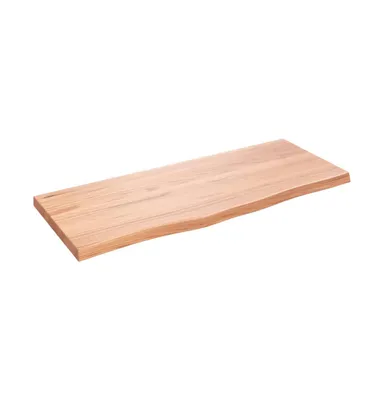 Wall Shelf Light Brown 39.4"x15.7"x(0.8"-1.6") Treated Solid Wood Oak