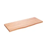 Wall Shelf Light Brown 39.4"x15.7"x(0.8"-1.6") Treated Solid Wood Oak