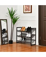 Flat and Slant Metal Shoe Rack for Entryway Hallway-3-Tier