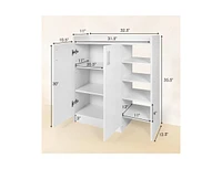 Freestanding Shoe Cabinet with 3-Postition Adjustable Shelves-White