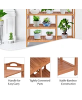 4 Tiers Multifunction Bamboo Storage Shoe Rack for Entryway Hallway