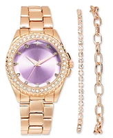 I.n.c. International Concepts Women's Rose Gold-Tone Bracelet Watch 39mm Gift Set, Created for Macy's