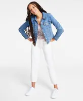 Levis Womens Original Cotton Denim Trucker Jacket Britt Cropped Snap Front Short Sleeve Top Utility Pants