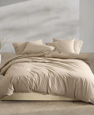 Calvin Klein Washed Percale Cotton Solid 3 Piece Comforter Set