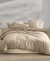 Calvin Klein Washed Percale Cotton Solid 3 Piece Comforter Set