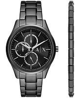 A|X Armani Exchange Men's Dante Multifunction Black Stainless Steel Watch 42mm and Bracelet Set