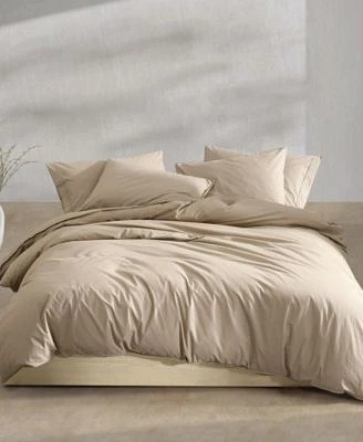 Calvin Klein Washed Percale Cotton Solid Duvet Cover Sets