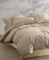 Calvin Klein Washed Percale Cotton Solid 3 Piece Duvet Cover Set