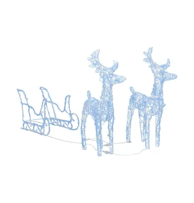 Reindeers & Sleigh Christmas Decoration 160 LEDs 51.2" Acrylic