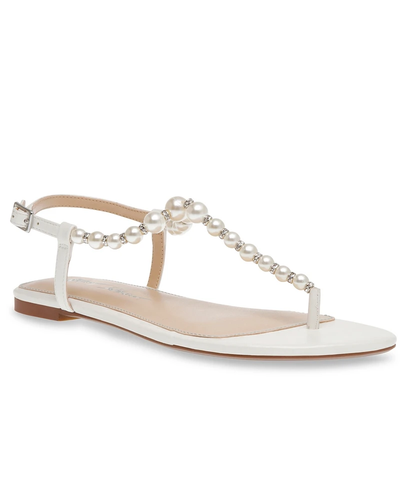 Betsey Johnson Women's Gal Pearl T Strap Sandals