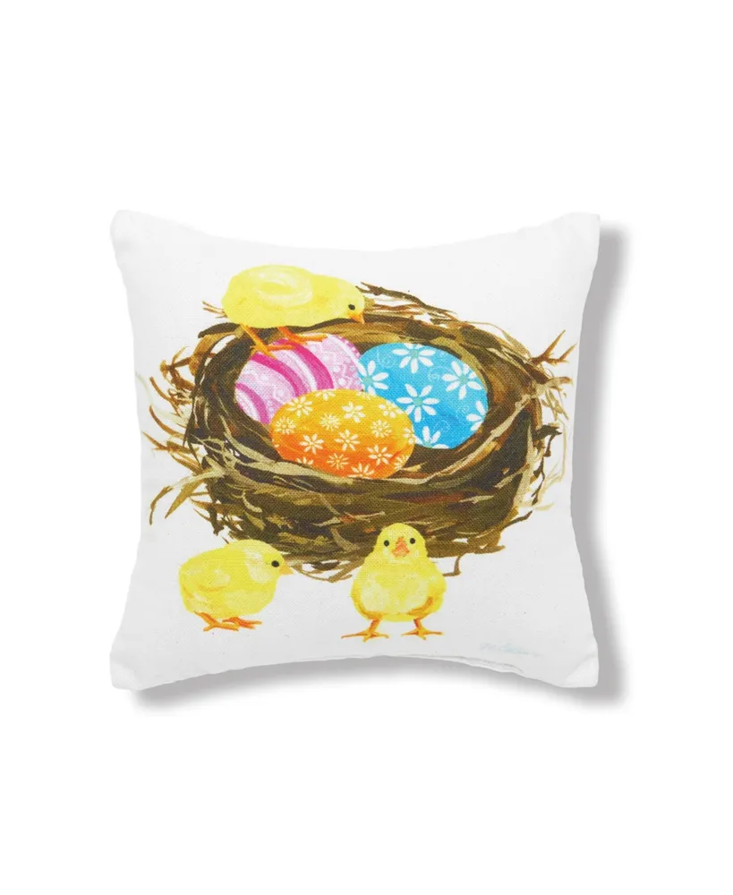 C&F Home 8" x 8" Chicks & Nest Easter Printed Small Petite Throw Pillow