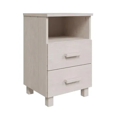 Bedside Cabinet Hamar White 15.7"x13.8"x24.4" Solid Wood Pine