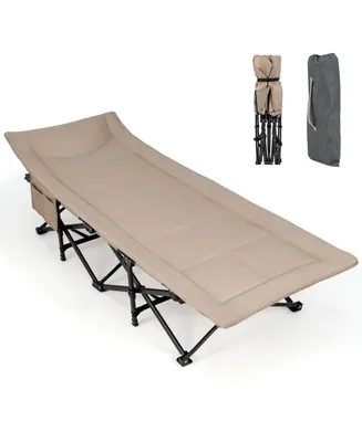Sugift Folding Camping Cot with Carry Bag Cushion and Headrest