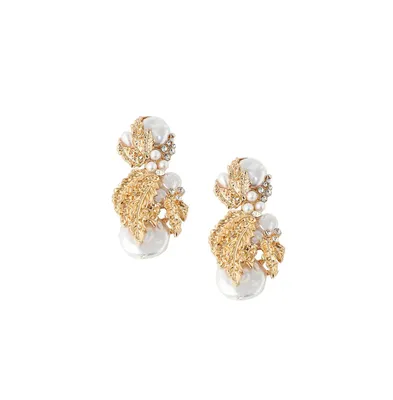 Sohi Women's Gold Foliage Drop Earrings