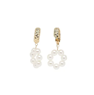 Sohi Women's White Circular Drop Earrings