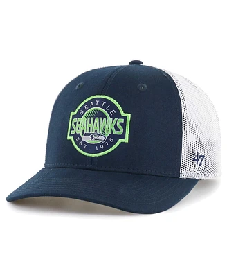 Big Boys '47 Brand Navy, White Seattle Seahawks Scramble Adjustable Trucker Hat