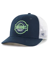 Big Boys '47 Brand Navy, White Seattle Seahawks Scramble Adjustable Trucker Hat