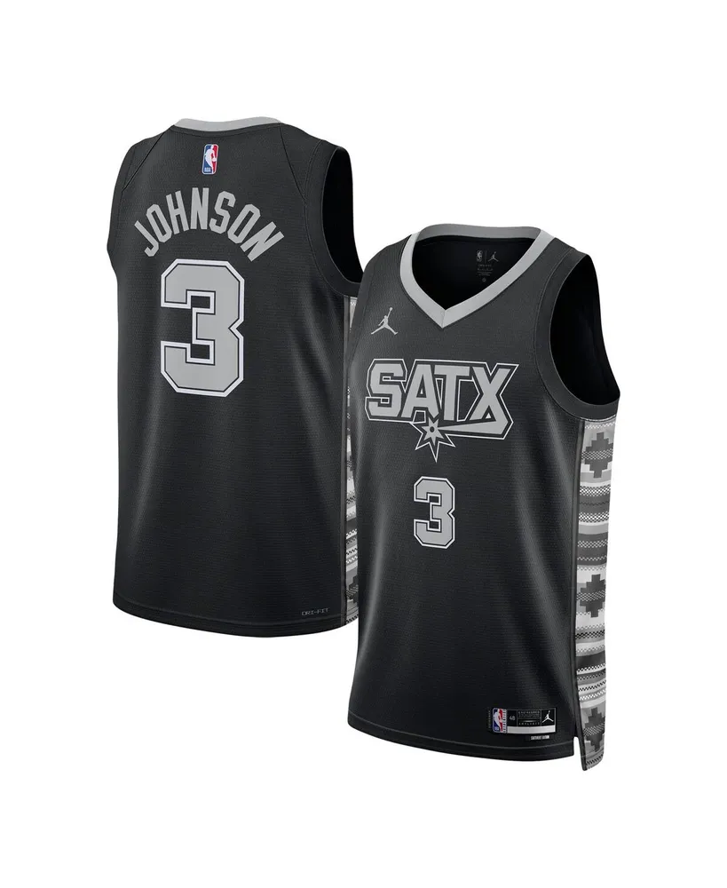 Men's and Women's Jordan Keldon Johnson Black San Antonio Spurs Swingman Jersey - Statement Edition