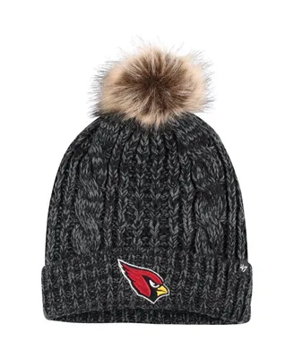 Women's '47 Brand Black Arizona Cardinals Logo Meeko Cuffed Knit Hat with Pom