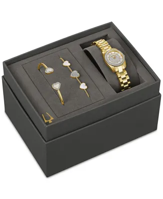Bulova Women's Classic Crystal Gold-Tone Stainless Steel Bracelet Watch 24mm Gift Set - Gold