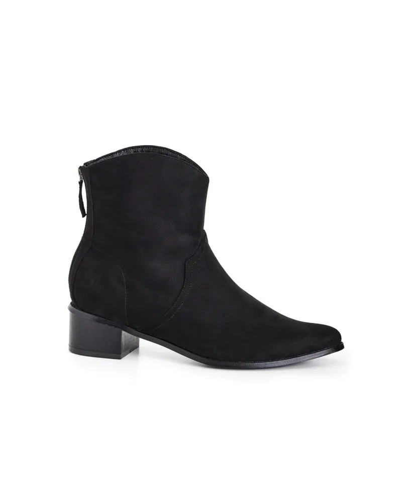 City Chic Women's Wide Fit Western Ankle Boot - black