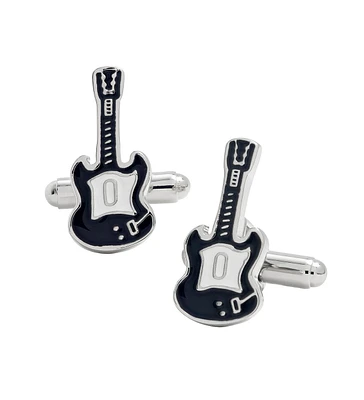 Black Enamel Guitar Cufflinks