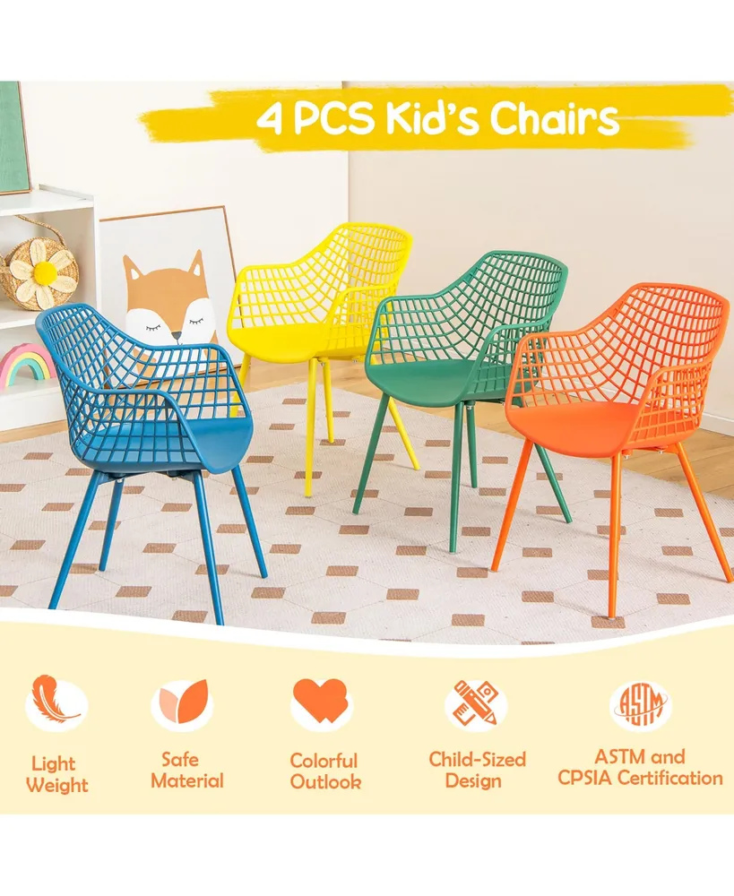 4 Pcs Kids Chair Set Child-Size Chairs with Metal Legs Toddler Furniture - Assorted pre
