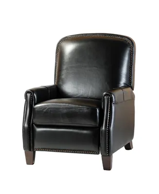 Hulala Home Hickey Modern Genuine Leather Recliner with Nailhead Trim