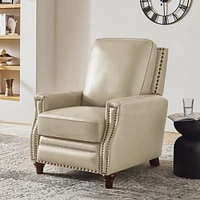 Bellino Modern Genuine Leather Recliner with Nailhead Trim
