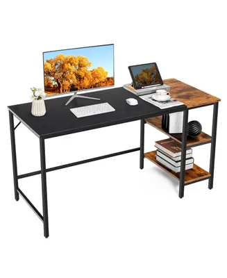 55'' Computer Desk Writing Workstation Study Table Home Office with Bookshelf