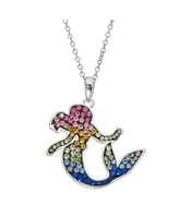Disney The Little Mermaid Ariel Rainbow Crystal Silver Flash Plated Pendant Necklace, 18"