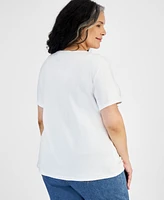 Style & Co Women's Cotton Short-Sleeve Scoop-Neck Top, Xs-4X, Created for Macy's