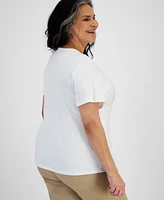 Style & Co Plus Short-Sleeve V-Neck Top, Exclusively at Macy's