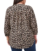 Vince Camuto Plus Elegant V-Neck Leopard Print Blouse