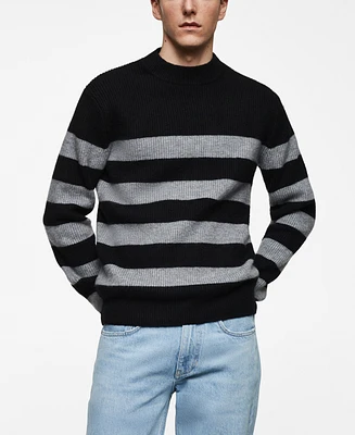 Mango Men's Striped Perkins Collar Sweater