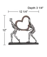 The Weight of Love 12" High Figurines and Heart Sculpture - Dahlia Studios