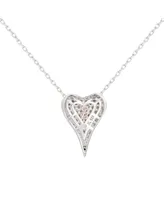 Suzy Levian New York Suzy Levian Sterling Silver Cubic Zirconia Pave Elongated Heart Pendant Necklace