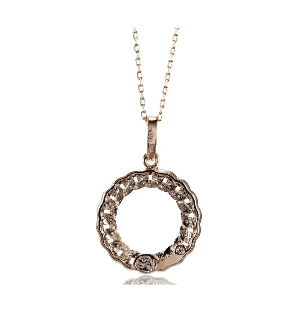 Suzy Levian Sterling Silver Cubic Zirconia Interlocked Circle Pendant Necklace