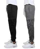 Blue Ice Men's Heavyweight Fleece-Lined Cargo Jogger Sweatpants, Pack of 2