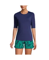 Lands' End Petite Elbow Sleeve Relaxed Upf 50 Rash Guard
