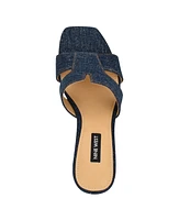 Nine West Women's Griselda Block Heel Slip-On Dress Sandals - Dark Blue Denim