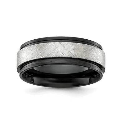 Chisel Stainless Steel Black Ip-plated with Scratch Finish Band Ring