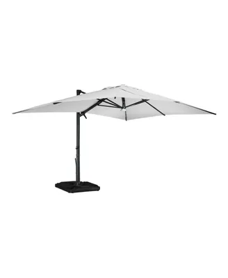 Mondawe 13ft Square Solar Led Cantilever Patio Umbrella with Included Base & Bluetooth Light
