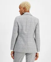Bar Iii Women's Plaid Faux Double-Breasted Blazer, Created for Macy's
