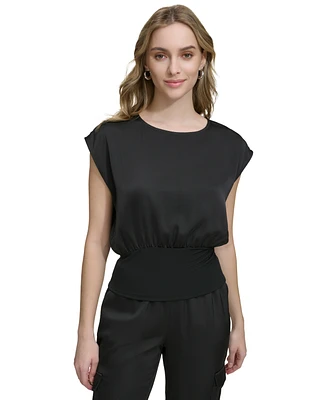 Calvin Klein Women's Banded-Waist Extended-Shoulder Top