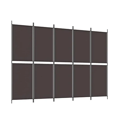 vidaXL 5-Panel Room Divider Brown 98.4"x70.9" Fabric